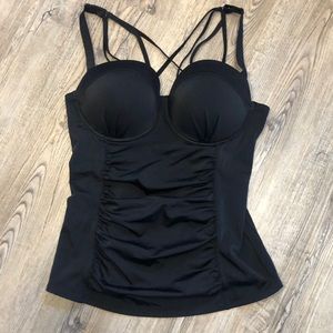 Torrid Black Underwire Rouching Tankini Bikini SZ1